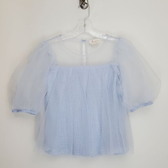 Anthropologie Tops - By Anthropologie sheer puff-sleeve top